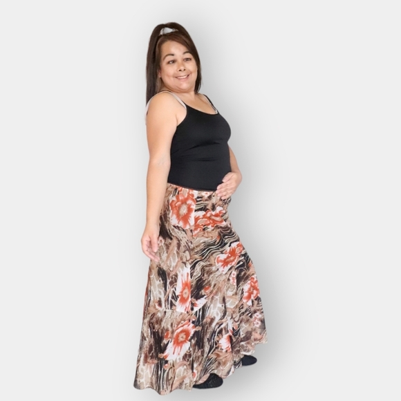 METFO WEAR WOMENS LARGE EARTH TONE MAXI SKIRT - Picture 3 of 8